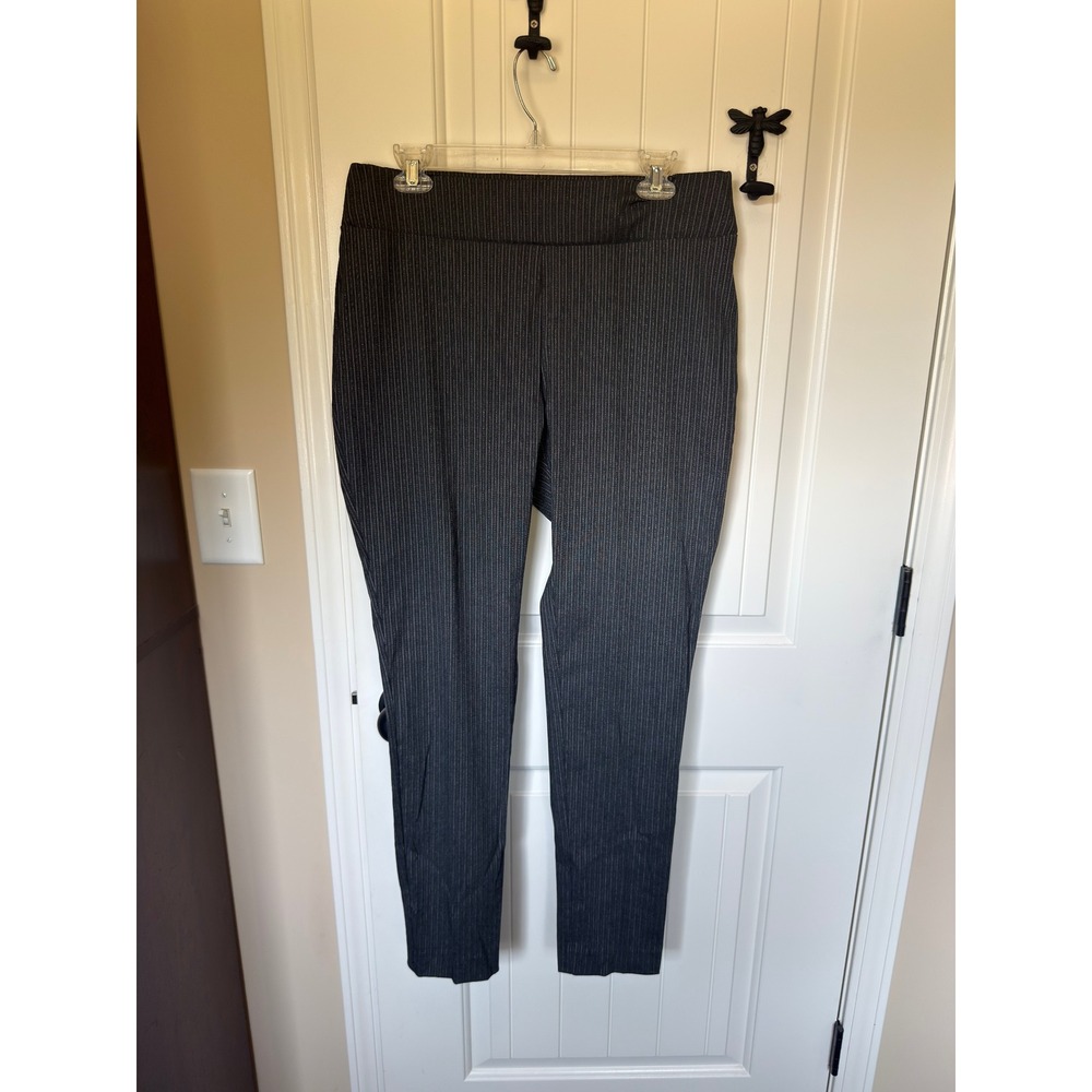 Apt. 9 Womens Gray Pinstripe Pull On Slim Dress Pants Size 12 Office Workwear